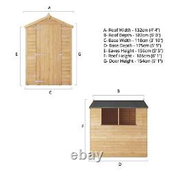 Waltons 6x4 Wooden Garden Shed Overlap Apex Single Door Windows Storage 6ft 4ft