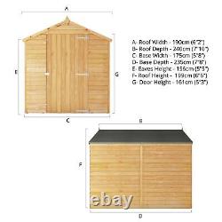 Waltons 8x6 Wooden Garden Shed Overlap Apex Single Door No Window Storage 8ft6ft