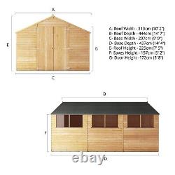 Waltons Refurbished 15' x 10' Overlap Apex Wooden Garden Workshop Storage Shed