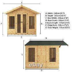 Waltons Refurbished Summerhouse Wooden Shiplap Apex Roof Garden Room Shed 8 x 8