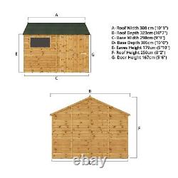 Waltons Reverse Apex Wooden Workshop Shiplap Tongue and Groove Garden Shed