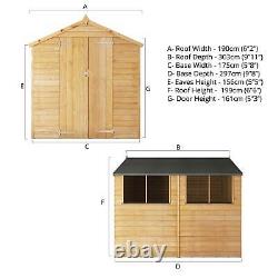 Waltons Wooden 10 x 6 Overlap Apex Garden Shed Storage Double Door Windowless