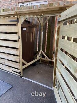 Wheelie Bin Storage Triple Wooden Store Outdoor Garden Cupboard Dustbin Shed