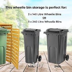 Wheelie Bin Storage Triple Wooden Store Outdoor Garden Cupboard Dustbin Shed