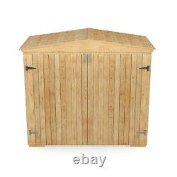 Wood Garden Storage Box Outdoor Shed Apex Roof Bike Tool Container Double Doors