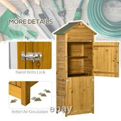 Wood Garden Storage Shed Tool Cabinet with Roof, 191.5x79x49cm, Natural