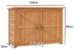 Wooden 128 cm Wide Large Outdoor Garden Storage Toll Shed Cabinet Cupboard Locka
