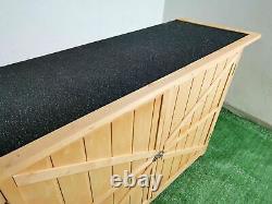 Wooden 128 cm Wide Outdoor Garden Storage Toll Shed Cabinet Lockable Double Door