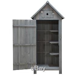 Wooden Apex Roof Garden Storage Shed Cupboard Outdoor Tool Cabinet Shelves