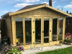 Wooden Apex Summerhouse Fully T&g Heavy Duty Pressure Treated Timber Garden Shed