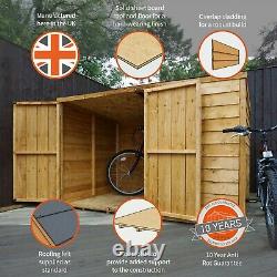 Wooden Bike Shed 4x6 Overlap Garden Storage Windowless Double Door Pent 4ft 6ft