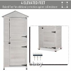 Wooden Garden Cabinet 4-Tier Storage Shed Lockable Organizer with Foot Pad Handle