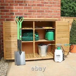 Wooden Garden Double Door Mini Tool Shed Bin Storage Organiser Cabinet