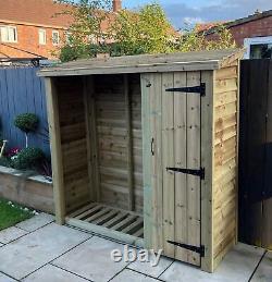 Wooden Garden Heavy Duty Logstore With Tool Shed 6X6 (Height Ft X Width Ft)