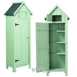 Wooden Garden Shed 180cm Tall Pine Tool Storage Cabinet Unit And Postmail-box Uk