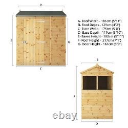 Wooden Garden Shed 6x4 Outdoor Shiplap Reverse Apex 6ft 4ft