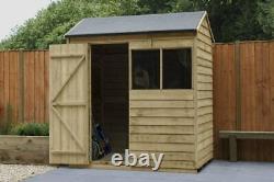 Wooden Garden Shed 6x4 Overlap Pressure Treated Reverse Apex Roof Storage Shed