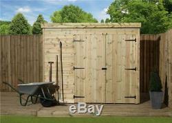Wooden Garden Shed 7x4 Shiplap Pent Shed Tanalised Double Door Pressure Treated