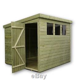 Wooden Garden Shed 8x5 Shiplap Pent Shed Pressure Treated Tanalised 3 Windows