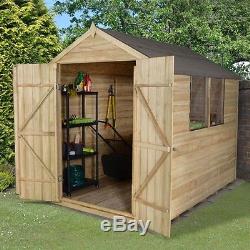 Wooden Garden Shed 8x6 Outdoor Storage Double Door Pressure Treated Apex Shed pc