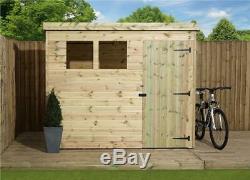 Wooden Garden Shed 8x6 Shiplap Pent Shed Tanalised Pressure Treated Windows