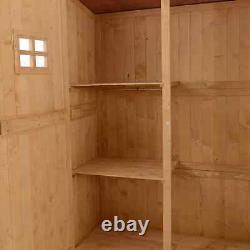 Wooden Garden Shed Cabinet Double Door Tools Equipment Storage with Shelf Natural