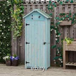 Wooden Garden Shed Cabinet Outdoor Tool Equipment Storage with Shelf Durable Blue