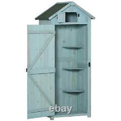 Wooden Garden Shed Cabinet Outdoor Tool Equipment Storage with Shelf Durable Blue