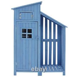 Wooden Garden Shed Outdoor Shelves Utility Tool Storage Cabinet Firewood Rack