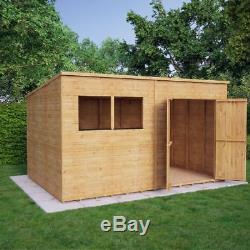 Wooden Garden Shed Pent Roof Outdoor Storage 11mm T&G Shiplap Double Doors