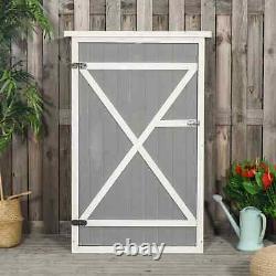 Wooden Garden Shed Rustic Shelving Small Tools Storage Patio Cupboard Cabinet