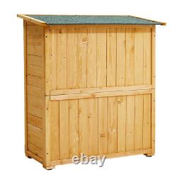 Wooden Garden Shed Tool Storage Cabinet 2 Door 2 Shelves Asphalt Roof Waterproof