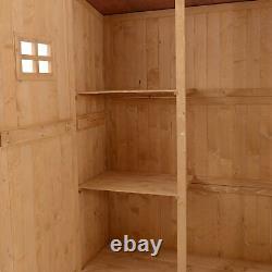 Wooden Garden Shed Tool Storage Cabinet Organizer Double Door Shelf 2 Color