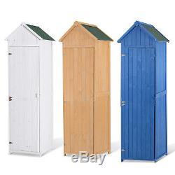 Wooden Garden Shed Tool Storage Outdoor Cabinet Unit 3 Shelves Asphalt Roof