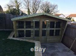 Wooden Garden Shed Ultimate Tanalised Summerhouse with Taperd Sides Shed 12x8ft