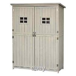 Wooden Garden Shed with Two Windows, Tool Storage Cabinet, Outdoor Double