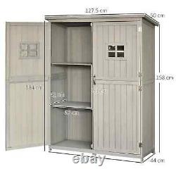 Wooden Garden Shed with Two Windows, Tool Storage Cabinet, Outdoor Double