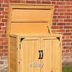 Wooden Garden Storage Box Outdoor Cupboard Cedar Wood Lifting Top Small Shed