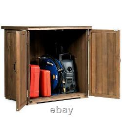 Wooden Garden Storage Cabinet Patio Cupboard Outdoor Tool Store Shed Toolbox