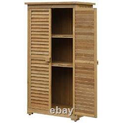 Wooden Garden Storage Shed, 3-Tier Shelves Tool Cabinet with Asphalt Roof