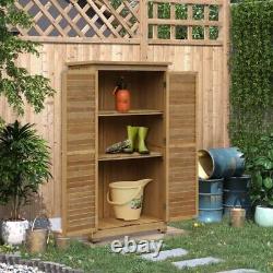 Wooden Garden Storage Shed, 3-Tier Shelves Tool Cabinet with Asphalt Roof