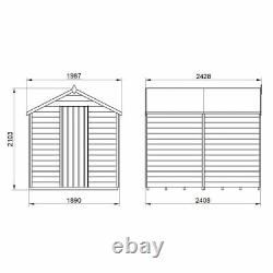 Wooden Garden Storage Shed 8 x 6 FT Overlap Apex Roof No Windows Free Delivery