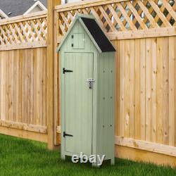 Wooden Garden Storage Shed Green Tool Organiser Cabinet Beach Hut Sentry Box