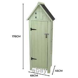 Wooden Garden Storage Shed Green Tool Organiser Cabinet Beach Hut Sentry Box