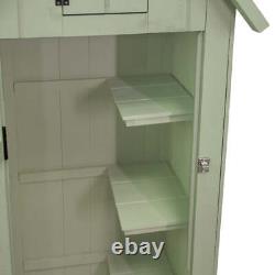 Wooden Garden Storage Shed Green Tool Organiser Cabinet Beach Hut Sentry Box