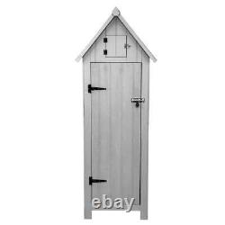 Wooden Garden Storage Shed Tool Cabinet Beach Hut Sentry Box 3 Shelves 4 Hooks