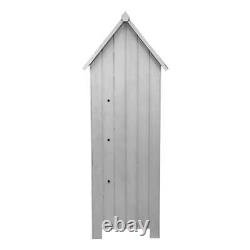 Wooden Garden Storage Shed Tool Cabinet Beach Hut Sentry Box 3 Shelves 4 Hooks