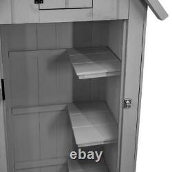 Wooden Garden Storage Shed Tool Cabinet Beach Hut Sentry Box 3 Shelves 4 Hooks