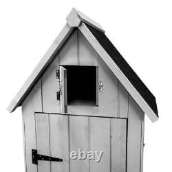 Wooden Garden Storage Shed Tool Cabinet Beach Hut Sentry Box 3 Shelves 4 Hooks