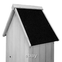 Wooden Garden Storage Shed Tool Cabinet Beach Hut Sentry Box 3 Shelves 4 Hooks